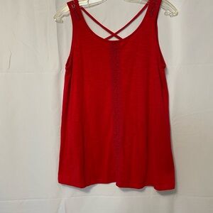 Cable & Gauge Criss-Cross Back Tank Top Red Women’s Medium